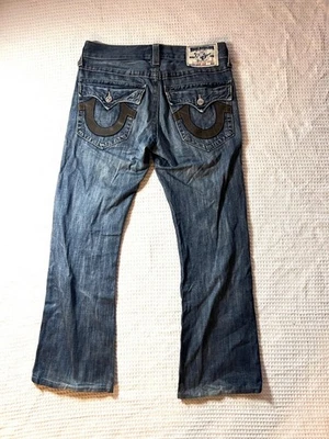 Pantalones de mezclilla True Religion vintage para hombre 31 azul solapa corte bootcut algodón Y2K hechos en EE. UU. Foto 1 de 4