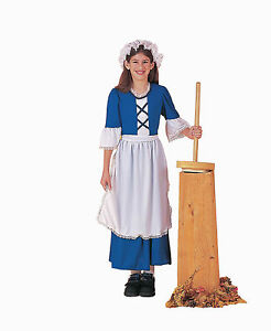Girls Colonial Costume Pioneer Book Report Wax Museum Historical Costume Medium