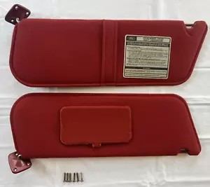 Ford 1980-1996 FORD F150 F250 F350 BRONCO Sun Visors RED CLOTH w/6 Screws OEM - Picture 1 of 15