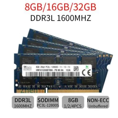 SKHynix 32GB 16GB 8GB DDR3L 1600MHz PC3L-12800S 204Pin SODIMM Laptop Memory RAM - Image 1 of 4