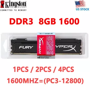 HyperX FURY DDR3 8GB 16GB 32GB 1600 MHz PC3-12800 Desktop RAM Memory DIMM 240pin - Picture 1 of 14