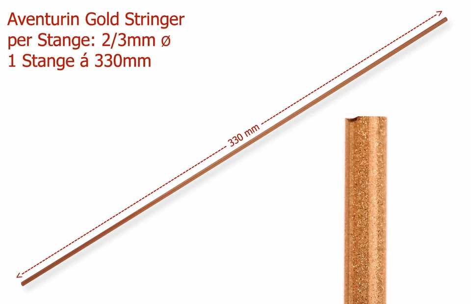 (3,03€/m) Goldenes Aventurin-Glas (2/3 mm, 33 cm lang) Effetre 916H