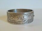 19th C. English Sterling Silver Cuff Bracelet, Engraved, c. 1882