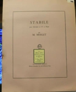 Clarinet & Piano Stabile by Michel Merlet New Out of Print - Picture 1 of 3
