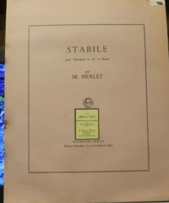 Clarinet & Piano Stabile by Michel Merlet New Out of Print - Image 1 of 3
