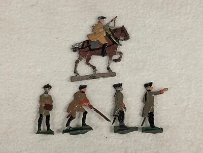 Antique Ernst HEINRICHSEN Nurnberg Soldier Flats ~ Tan Coats Orange Cuffs - Image 1 of 3