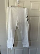 Women’s white stretch jean capris scalloped hem LYSSE 3x #8