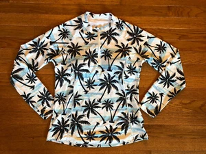 Women's Daci Long Sleeve Swim Shirt Size Med NWT White/Palm Trees 845 - Picture 1 of 5