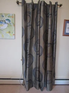 2 JC PENNEY HOME STUDIO GOLD BLUE GRAY CRINKLE GROMMET CURTAIN PANEL 50X84 - Picture 1 of 20