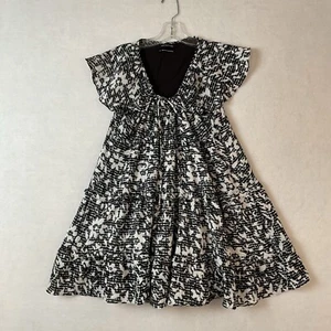 Urban Outfitters Babydoll Mini Dress Womens S Black White Ruffles Lined Tunic - Picture 1 of 15