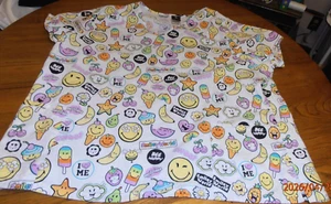 SMILEY-WORLD "SÜSSES BUNTES SMILEY-GESICHTER" MEHRFARBIGES PEELING-TOP DAMEN GRÖSSE 3XL - Bild 1 von 6