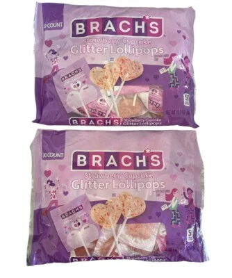 Brach's STRAWBERRY CUPCAKE Glitter Lollipop Suckers BB 11/25 30 Count - 2 Pack - Image 1 of 2