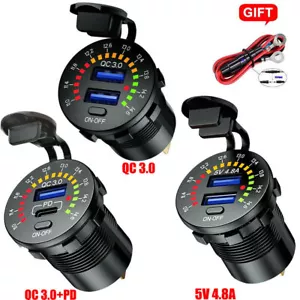 Typ C Steckdose PD + QC 3.0 USB Einbau Buchse Wasserdicht KFZ Ladegerät Dose 12V - Bild 1 von 37