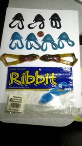 STANLEY "RIBBIT" 2 EA, AND 7EA, VINTAGE RUBBER TRAILERS, 3 BLK, 4 BLUE, ALL NEW - Picture 1 of 3