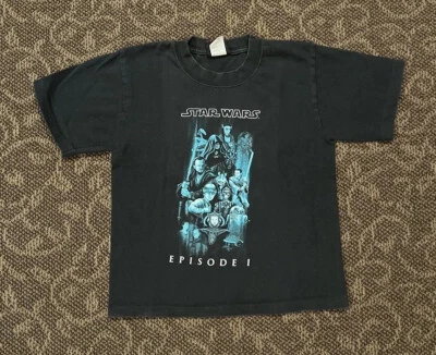 Vintage 90’s Star Wars Episode 1 Black Youth T-Shirt Size Small Single Stitch🔥 - Image 1 of 4