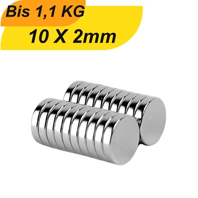 MAAJEEKUTO Neodym Magnet 10x2mm Supermagnete hoher Haltekraft Scheibenmagnet starke magnet