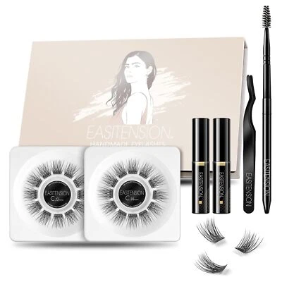 DIY Eyelash Extension 3D Effect Glue Bonded Band Cluster Lashes 12mm 14mm Kit - Image 1 of 4