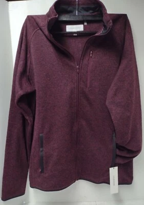 New$98 Mens Calvin Klein Lifestyle Wine Red Fleece Soft Shell Zip Up Jacket Coat - Image 1 of 4