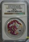 2012 COLORIZED SILVER DRAGON PURPLE ORANGE NGC MS 70 
