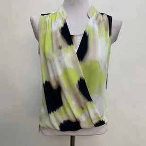 Alfani Top Size 2 Petite Multicolor Yelllow, White Blue Beige Sleeveless NWT - Picture 1 of 6