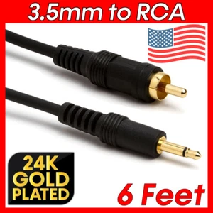 RCA to 3.5mm Audio Cable 6 ft Audio Cable Mono 3.5mm AUX Adapter Cable RCA Cord - Picture 1 of 4