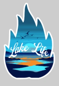 Lake Life Campfire Shape Window or Bumper Sticker Decal 4.45" x 3" - Bild 1 von 1