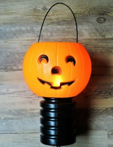 Vintage 1980er blinkende Halloween Glühlampe Jack-o-Laterne Blasform Licht funktioniert - Bild 1 von 9