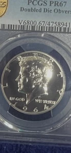 1964 ERROR PROOF KENNEDY HALF DOLLAR PCGS PR67 "DOUBLED DIE OBVERSE" - GOLD SEAL - Picture 1 of 7