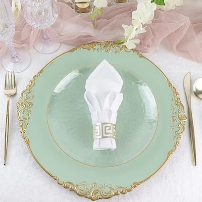 24 platos cargador SAGE GREEN 13" redondos con borde en relieve suministros de cena de boda Foto 1 de 4