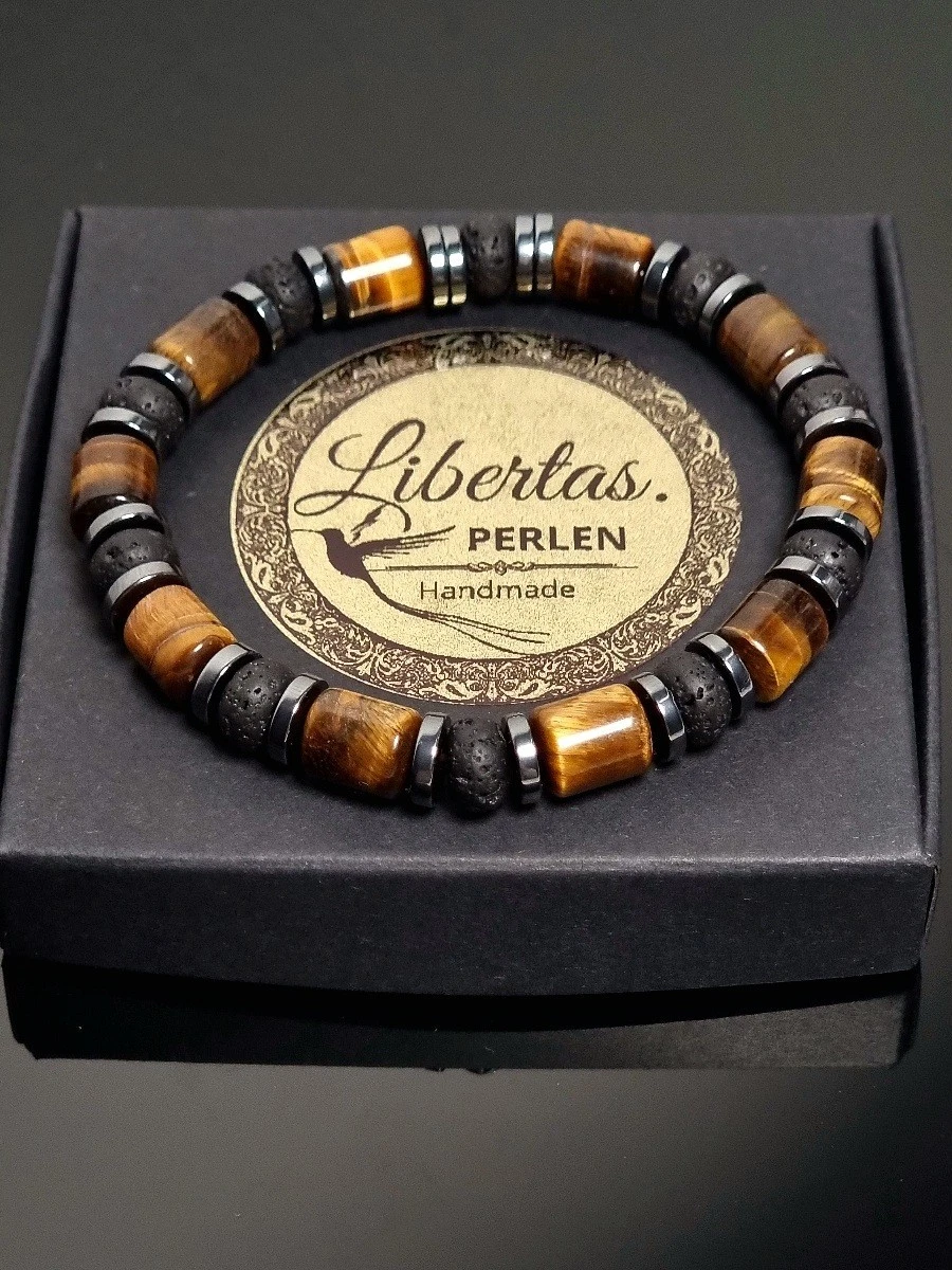 Tigerauge-Stein-Armband Mit Magnetverschluss – Unisex, 21 Cm, Inkl. Aufbewahrungstasche