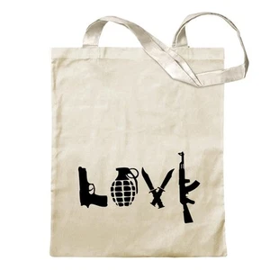 LOVE Waffen Guns Tragetasche Baumwolltasche Stoffbeutel langer Henkel - Bild 1 von 91