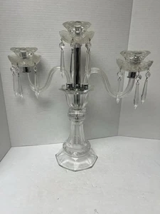 Candelabro de Cristal Vintage 3 Brazos Cristal Prismas Candelabro 18" **Leer Descp** - Imagen 1 de 9