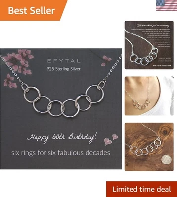 Шикарный 925 серебро шесть круг ожерелье - 60-й день рождения подарок - Изображение 1 из 4