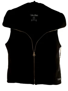 NWT Calvin Klein Fleece Vest Women Sz M Black Zip Up Neck Warmer New 11-3 - Picture 1 of 13