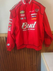 Chaqueta roja vintage NASCAR Dale Earnhardt Jr XL Bud Chase algodón auténtico - Imagen 1 de 12