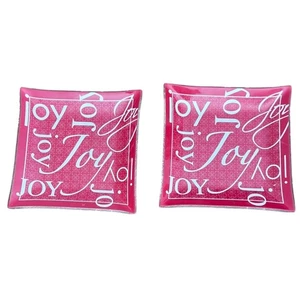 Set 2 Piatti Quadrati in Vetro JOY 5 IN Portacandele Portacandele Decorazione Natalizia - Foto 1 di 5
