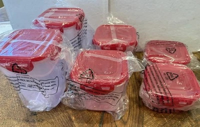 Lock n Lock Set of 6 Food Plastic  Containers Multiple Sizes- Red top - Image 1 of 4