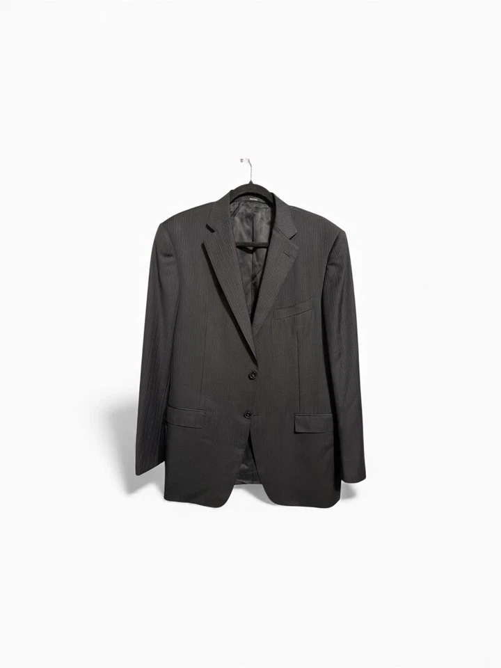 Blazer masculino Ermenegildo Zegna 56L listra de giz lã cashmere Itália jaqueta terno - Imagem 1 de 4