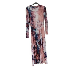 bardot Damen Kleid Mehrfarbig Marmor Print Langarm Rundhals Gr. L - Bild 1 von 15