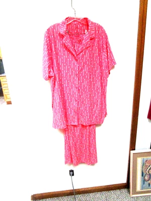 CROFT&BARROW-ROSA/BLANCO-CORAZONES-MANGA CORTA-CUELLO-PIJAMA-TALLA-2X Foto 1 de 4