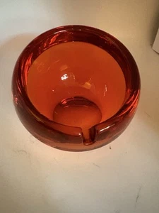 Vintage Viking Glass Ashtray Persimmon Orb Mid-Century Modern - Picture 1 of 9