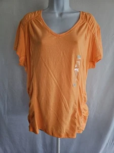 Tangerine T-Shirt Women's Peach Knit Ruched Top Plus Size XXL - Picture 1 of 7