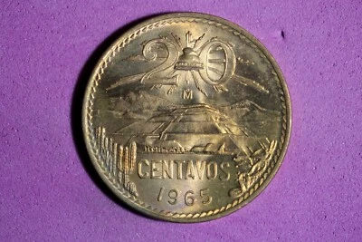1965 Mo Mexico 20 Centavos Brass Coin #M23057 - Image 1 of 2