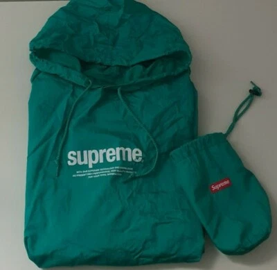 SS16 Supreme Poncho Embalable Nylon Verde Azulado Talla S Pequeña Chaqueta Resistente al Agua Foto 1 de 4