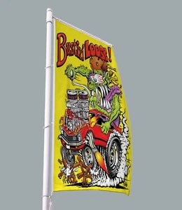 Bustin' LOOSE Rat Fink Car Flag Banner 3x5 FT Hot Rod Chevy Chevrolet Decor - Picture 1 of 6