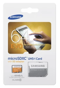 Samsung EVO 64GB 64G 64 GB Micro SD SDXC MicroSD Class 10 with SDHC Adapter - Picture 1 of 3