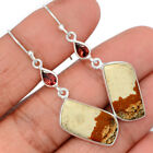 Natural American Picture Jasper And Garnet 925 Silver Earrings Jewelry Ce31213