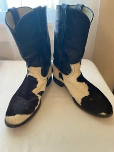 VTG Justin Boots Cowgirl Calf Hair On Cow Hide Pony Roper USA SZ 8 B 7307Y READ - Picture 1 of 20