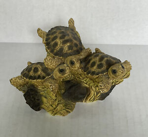 Vintage Stone Critters 3 Sea Water Turtles Figurine Statue Signed Hand Painted