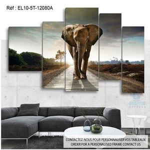 120x80cm - Set 5 Gemälde bedruckt Malstoff Deko - Elefant EL10-5T1280A - Bild 1 von 5